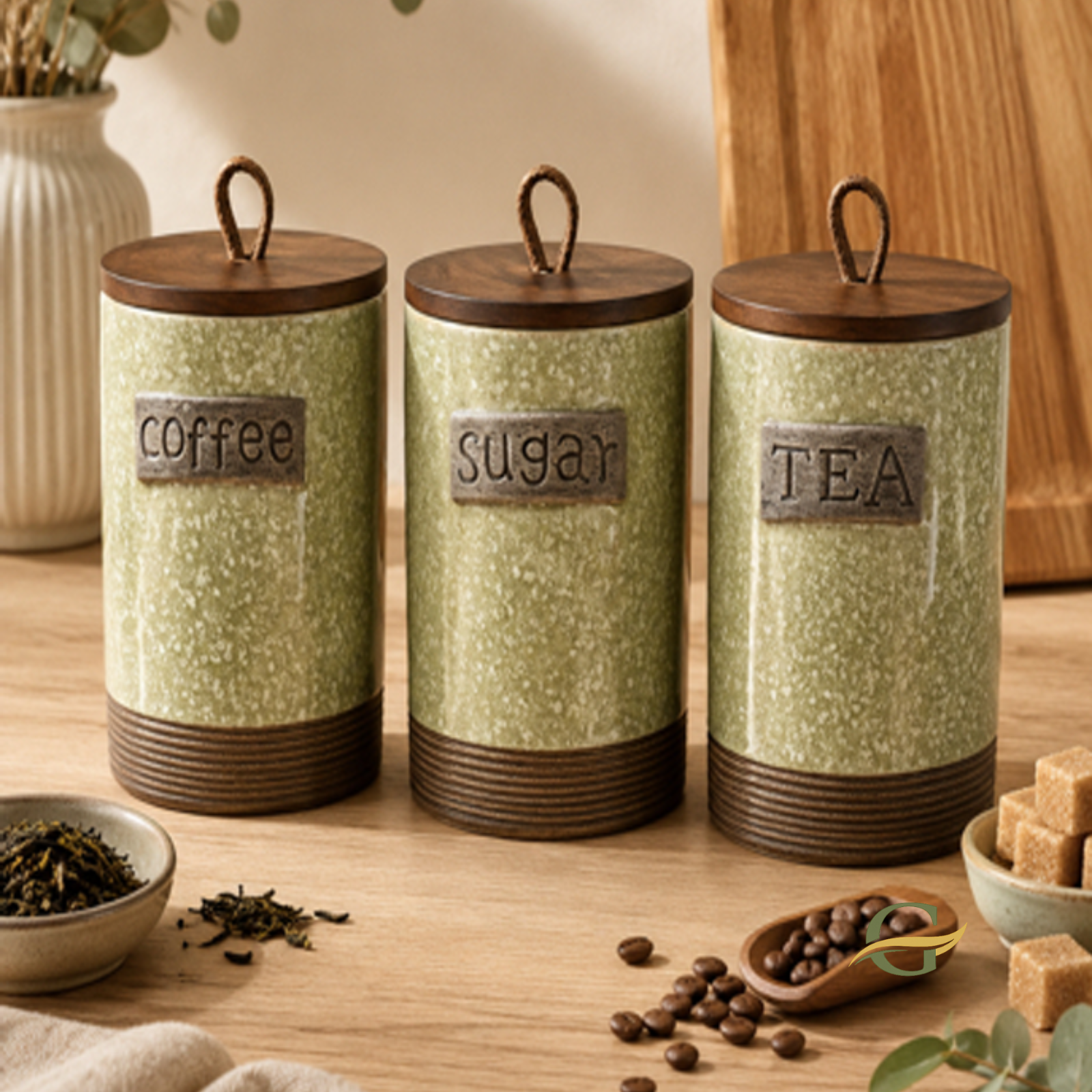 Tea Coffe Sugar Imported Seige Green